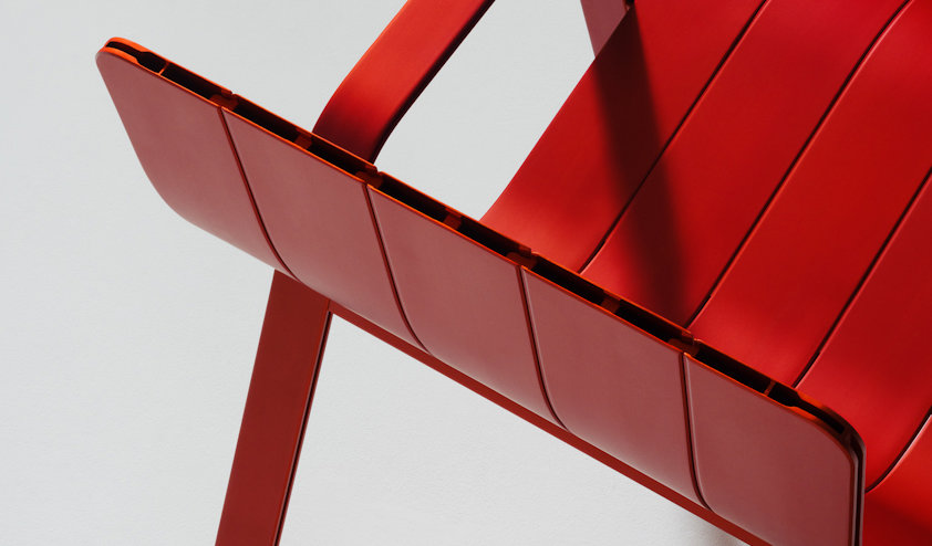 A red aluminium chair A red aluminium chair